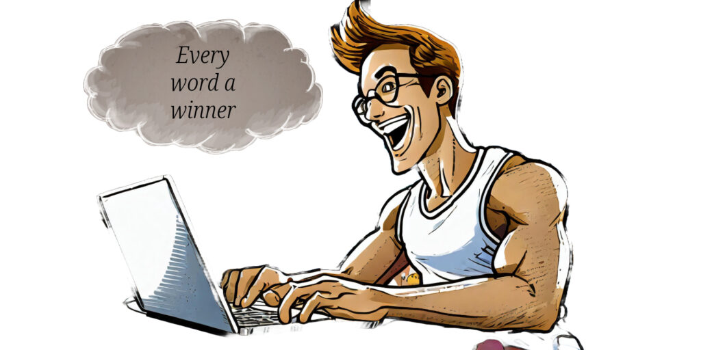 cartoon of a guy typing