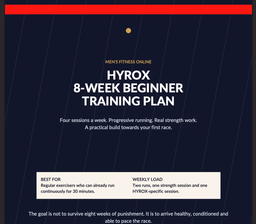 HYROX eight-week beginner training plan