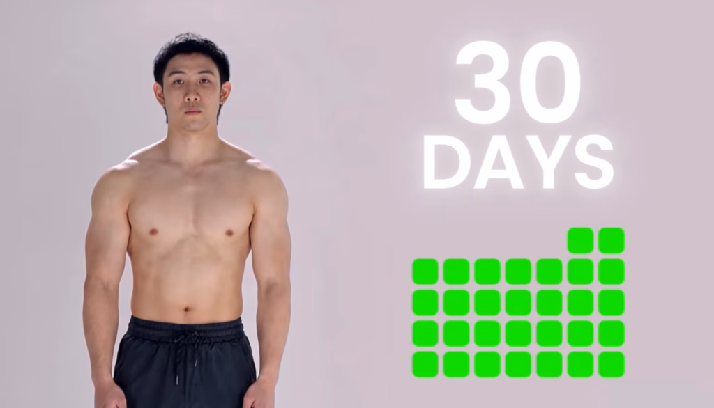 shows 30 days of exervcise 