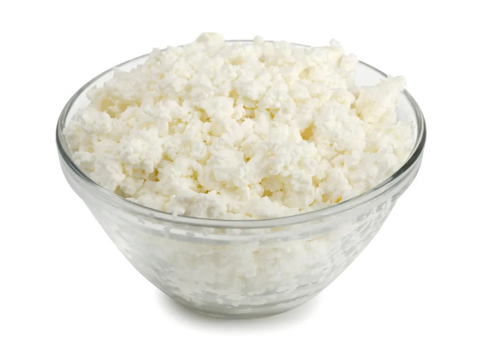 Cottage cheese in a bowl, a high-protein snack