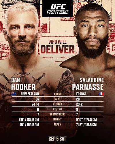 UFC Fight Night poster for Hooker vs Parnasse, live from Paris