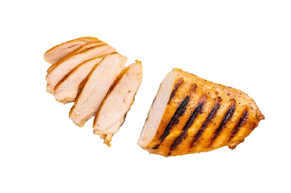 Sliced cooked chicken breast, a high-protein snack