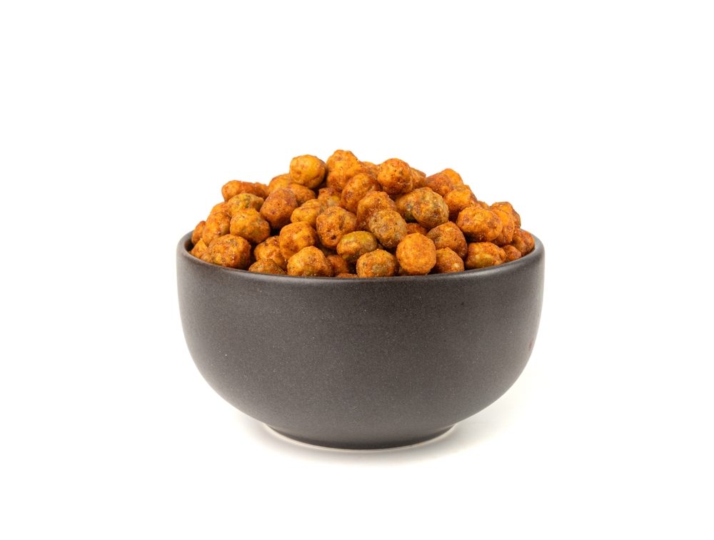 Roasted chickpeas in a bowl, a high-protein snack