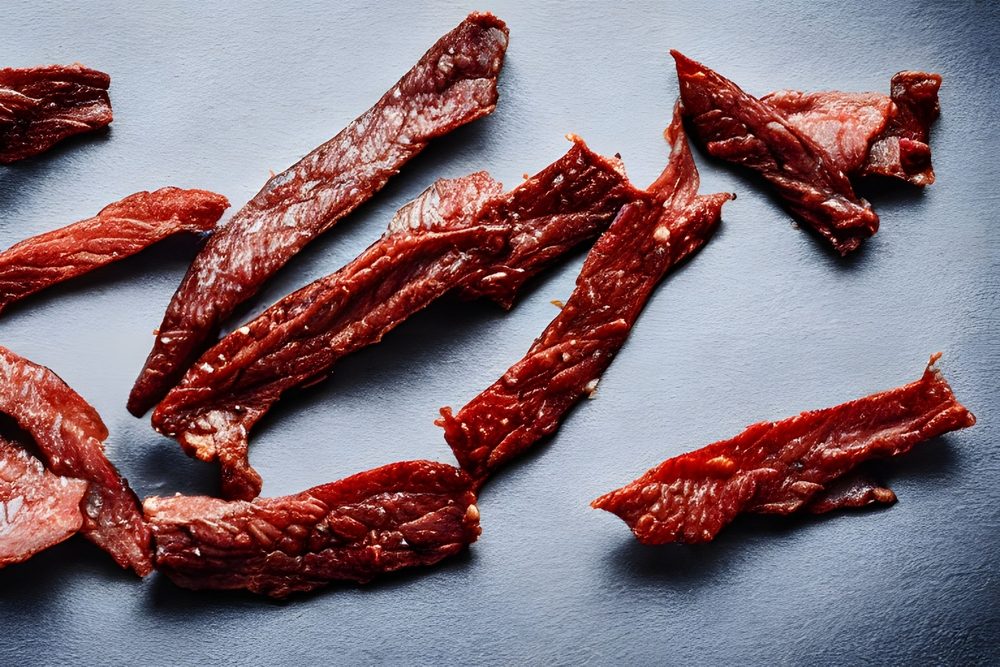 Beef jerky strips, a high-protein snack